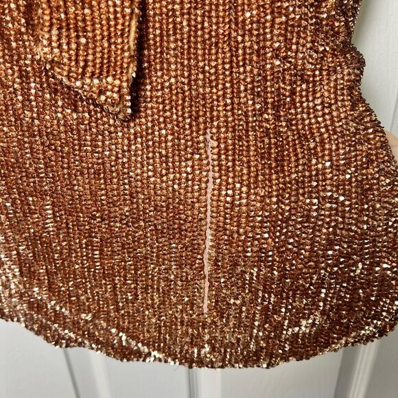 Retrofete Sequins One Shoulder Bronze Velvet Waist Tie Ella Mini Dress L - Picture 5 of 9